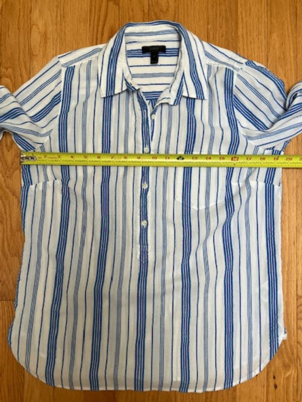 J. Crew Blue and white striped popover cotton gauze shirt size 8 - Picture 7 of 8